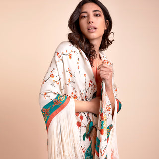 Mantón Geishas Coral