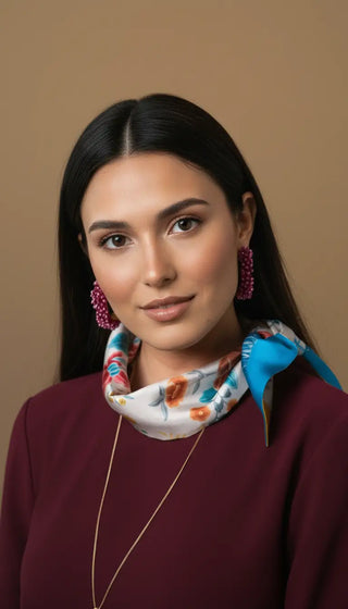 Pañuelo Peonías Azul 100x100