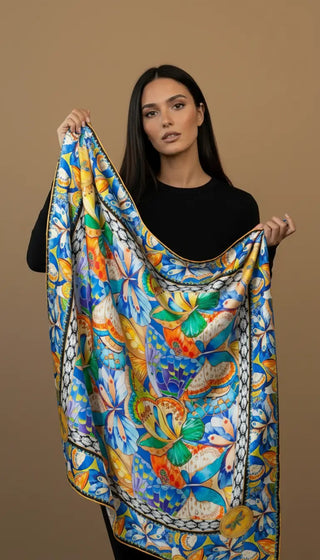 Pañuelo Papillón Azul 100x100