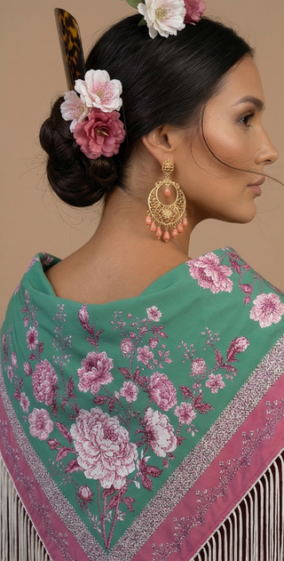 Mantoncillo Toile de Jouy Fucsia & Verde