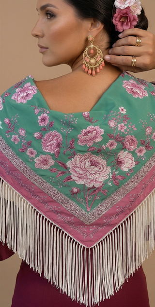 Mantoncillo Toile de Jouy Fucsia & Verde