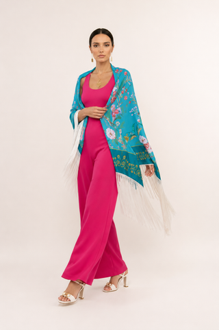 Mantón Cerezo Turquesa