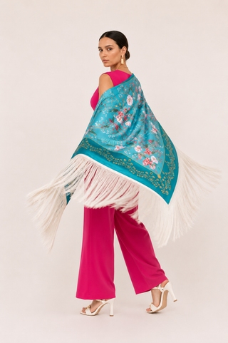 Mantón Cerezo Turquesa