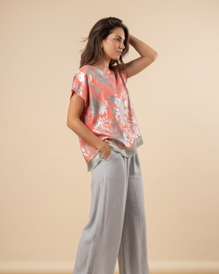 Blusa Seda Petirrojo Coral