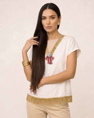Blusa Seda Lunares Oro