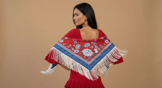 Mantoncillo Toile de Jouy Azul & Rojo