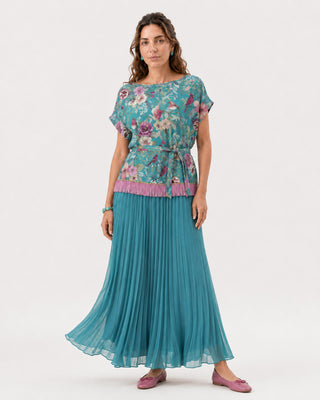 Blusa Seda Petirrojo Turquesa