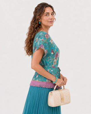 Blusa Seda Petirrojo Turquesa