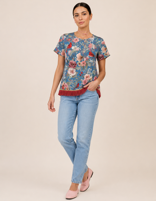 Blusa Seda Petirrojo Celeste