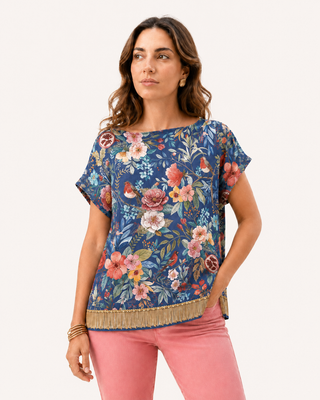 Blusa Seda Petirrojo Marino