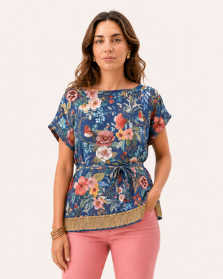 Blusa Seda Petirrojo Marino