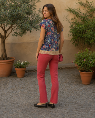 Blusa Seda Petirrojo Marino