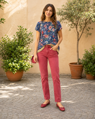 Blusa Seda Petirrojo Marino