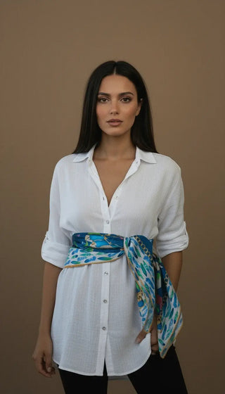 Pañuelo Guacamayos azul 100x100