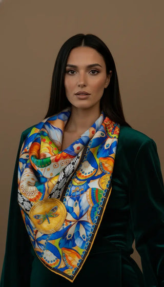 Pañuelo Papillón Azul 100x100