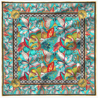 Pañuelo Papillón Turquesa 100x100 - Altermanila